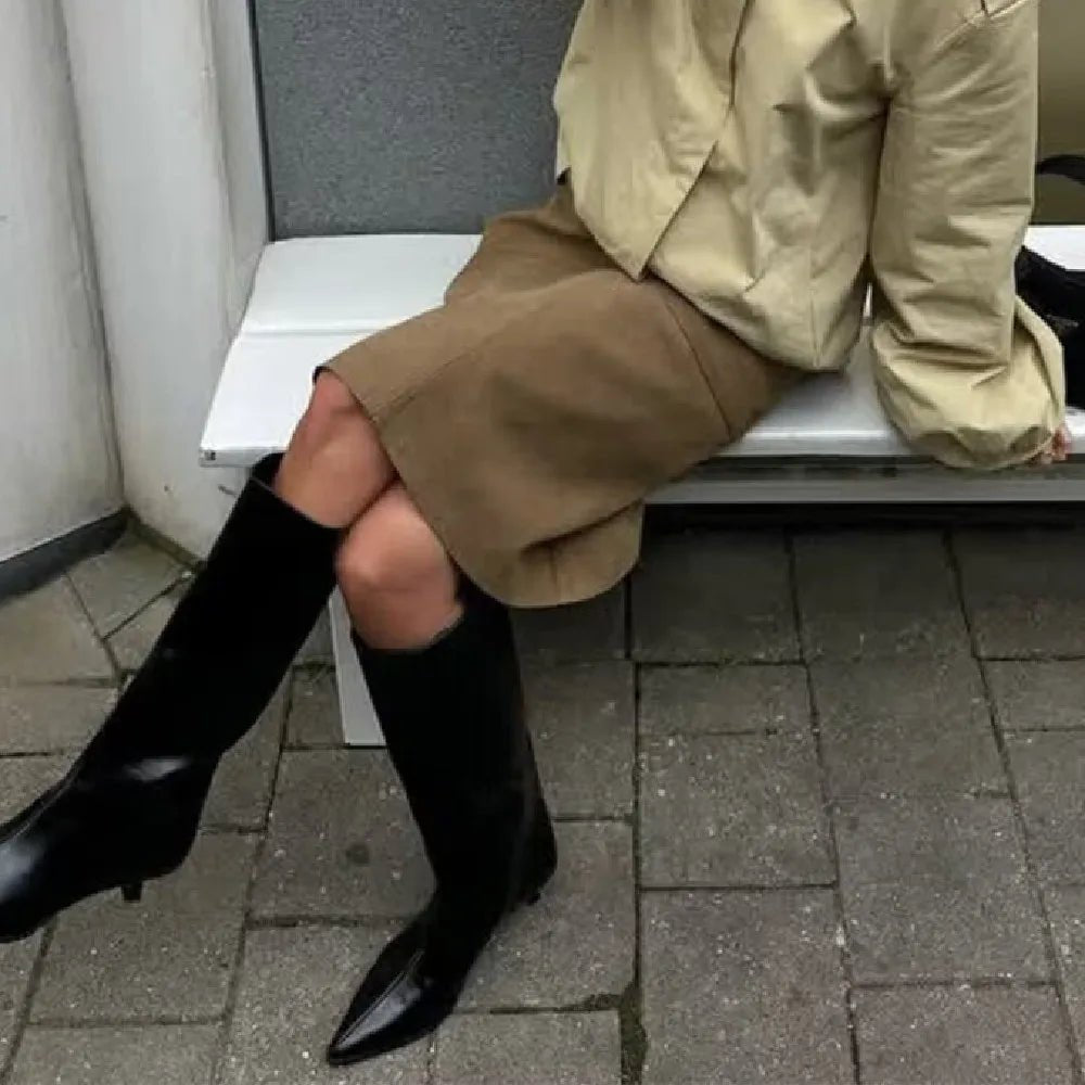 Mila Falda Midi de Gamuza Sintética de Tiro Alto