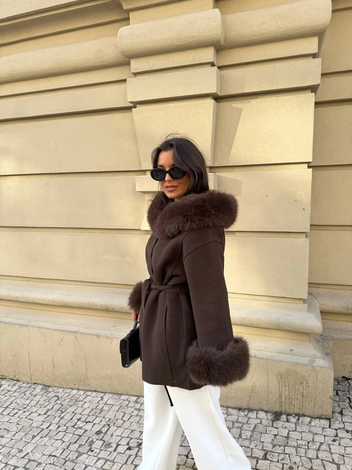 Abrigo Torino Efecto Pelo Marrón