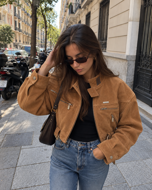 Kona Chaqueta de Simil Ante con Solapas