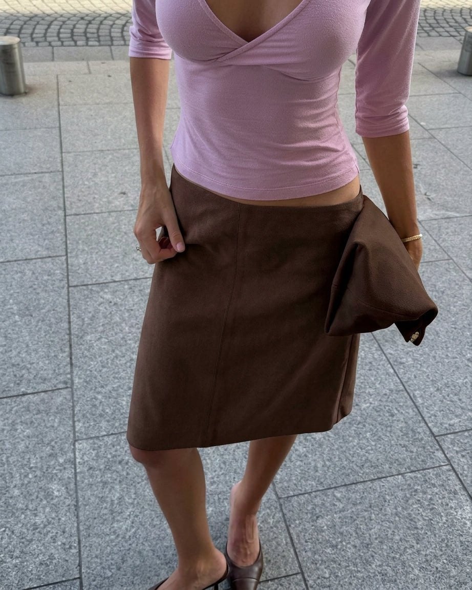 Maria Falda Midi de Terciopelo de Tiro Bajo