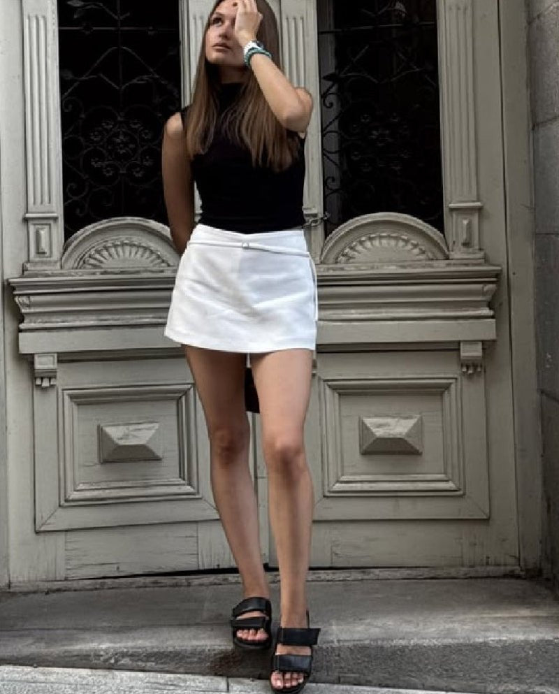 Jessica Falda Pantalón con Cierre Lateral y Cinturón