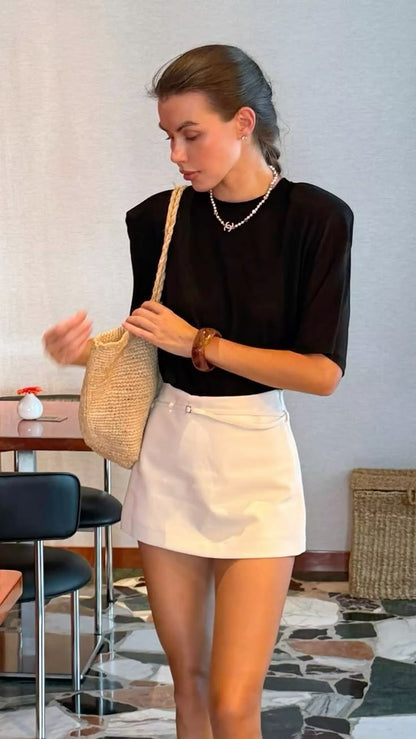 Jessica Falda Pantalón con Cierre Lateral y Cinturón
